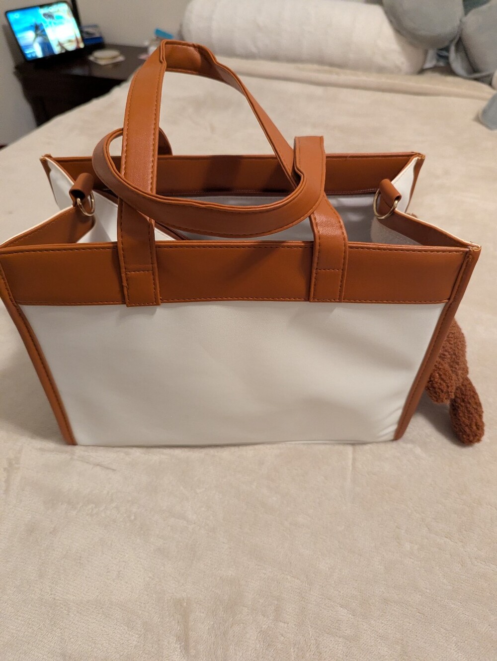 Pet  Two-Tone White and Tan Tote Bag